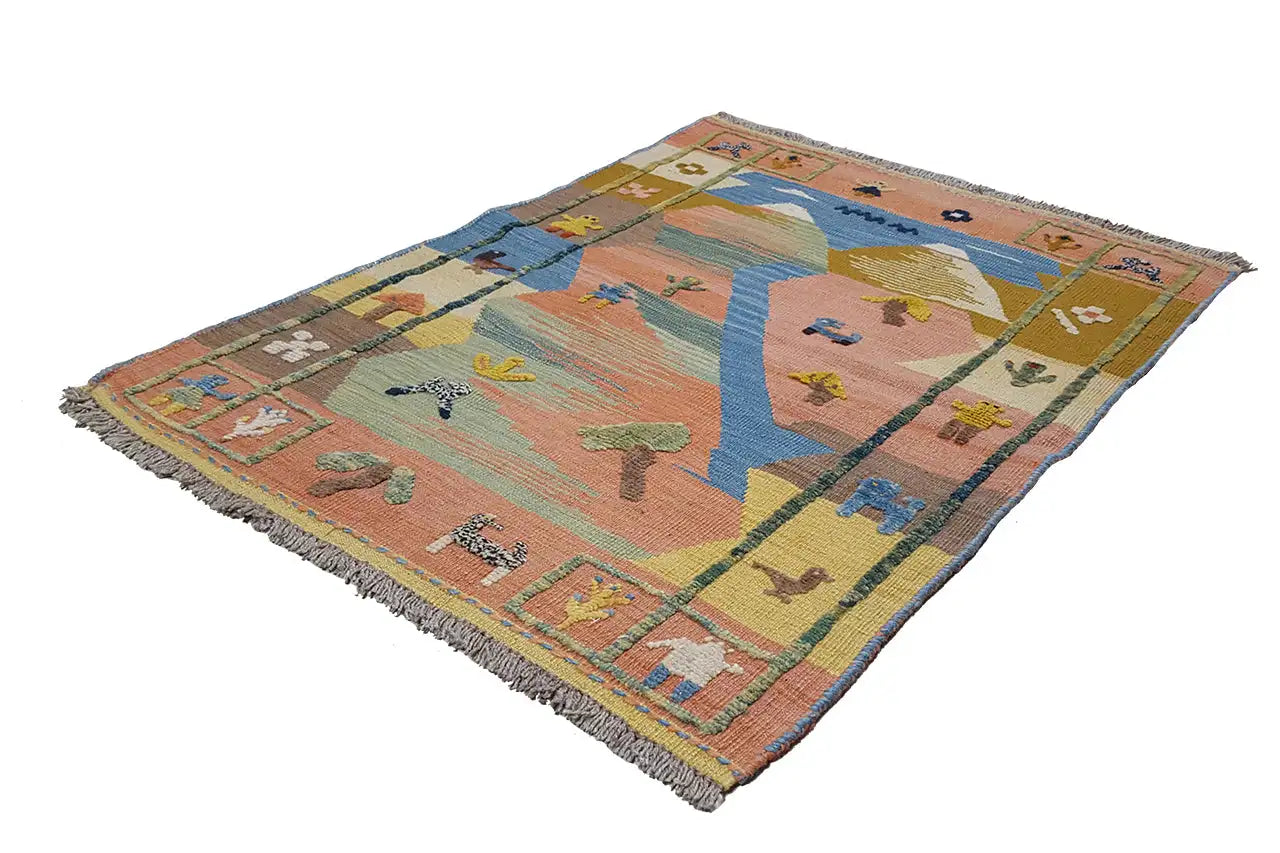 Kilim Qashqai - 800593 (112x84 cm) - Premium Kelim from German Carpet Shop - Just €149! Shop now at German Carpet Shop