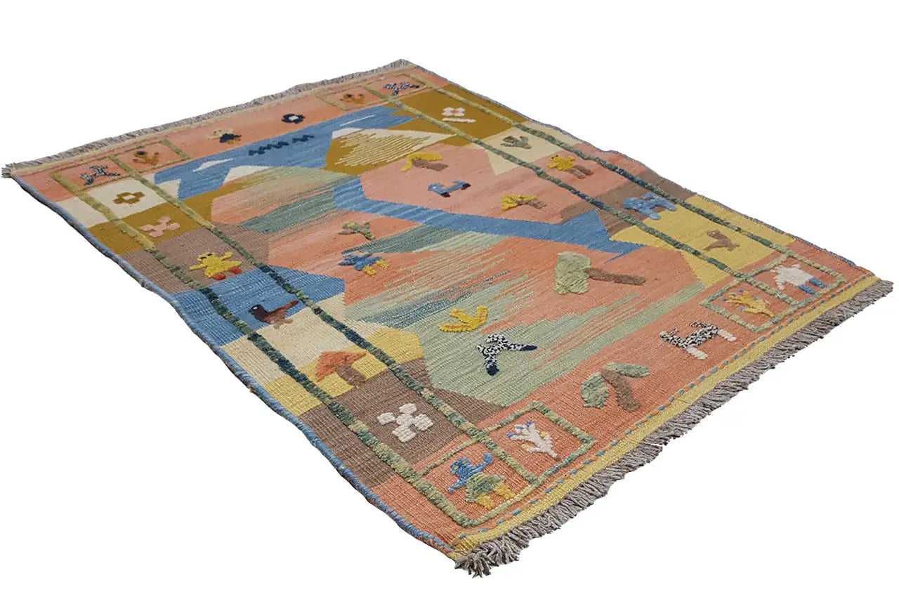 Kilim Qashqai - 800593 (112x84 cm) - Premium Kelim from German Carpet Shop - Just €149! Shop now at German Carpet Shop