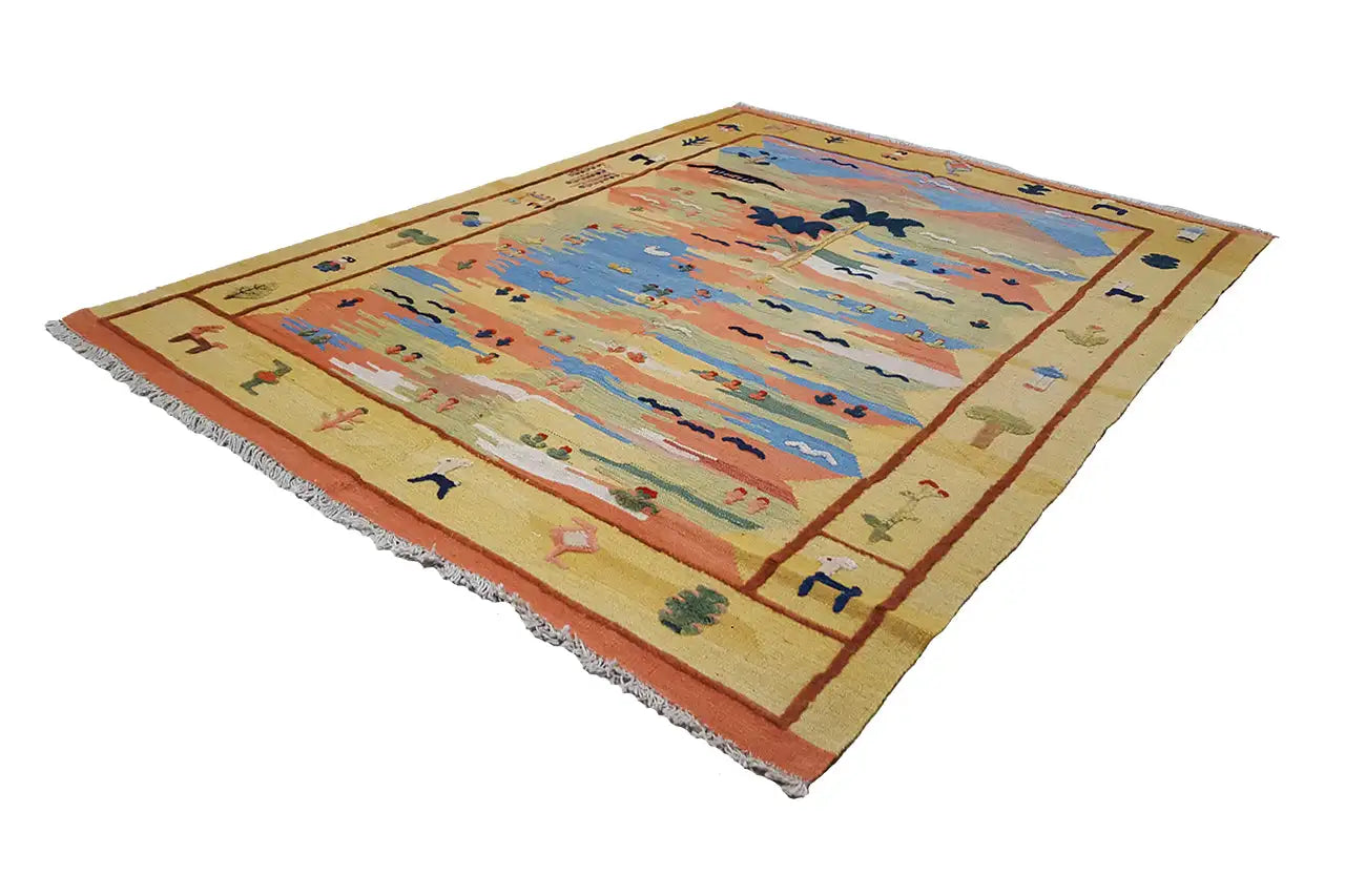 Kilim Qashqai - 800595 (198x146 cm) - Premium Kelim from German Carpet Shop - Just €430! Shop now at German Carpet Shop