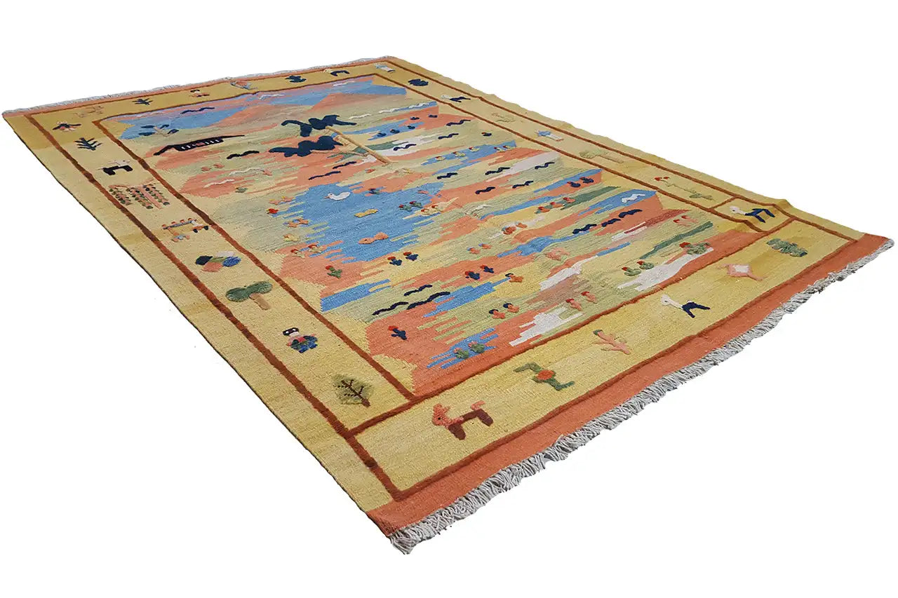 Kilim Qashqai - 800595 (198x146 cm) - Premium Kelim from German Carpet Shop - Just €430! Shop now at German Carpet Shop