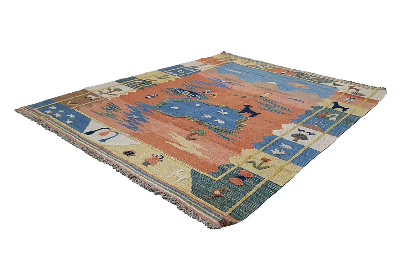Kilim Qashqai - 800596 (187x154 cm) - Premium Kelim from German Carpet Shop - Just €430! Shop now at German Carpet Shop