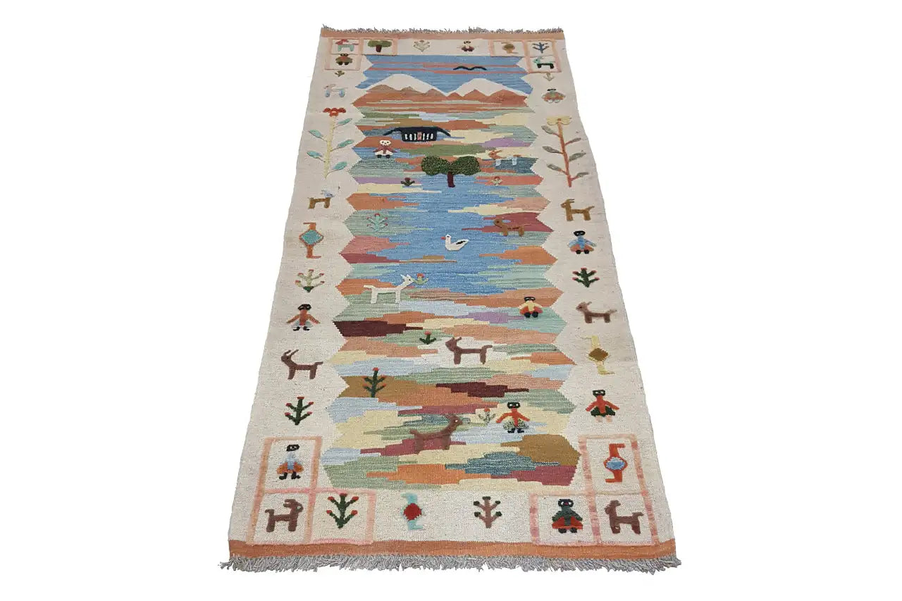 Kilim Qashqai - 800600 (193x87 cm) - Premium Kelim from German Carpet Shop - Just €249! Shop now at German Carpet Shop