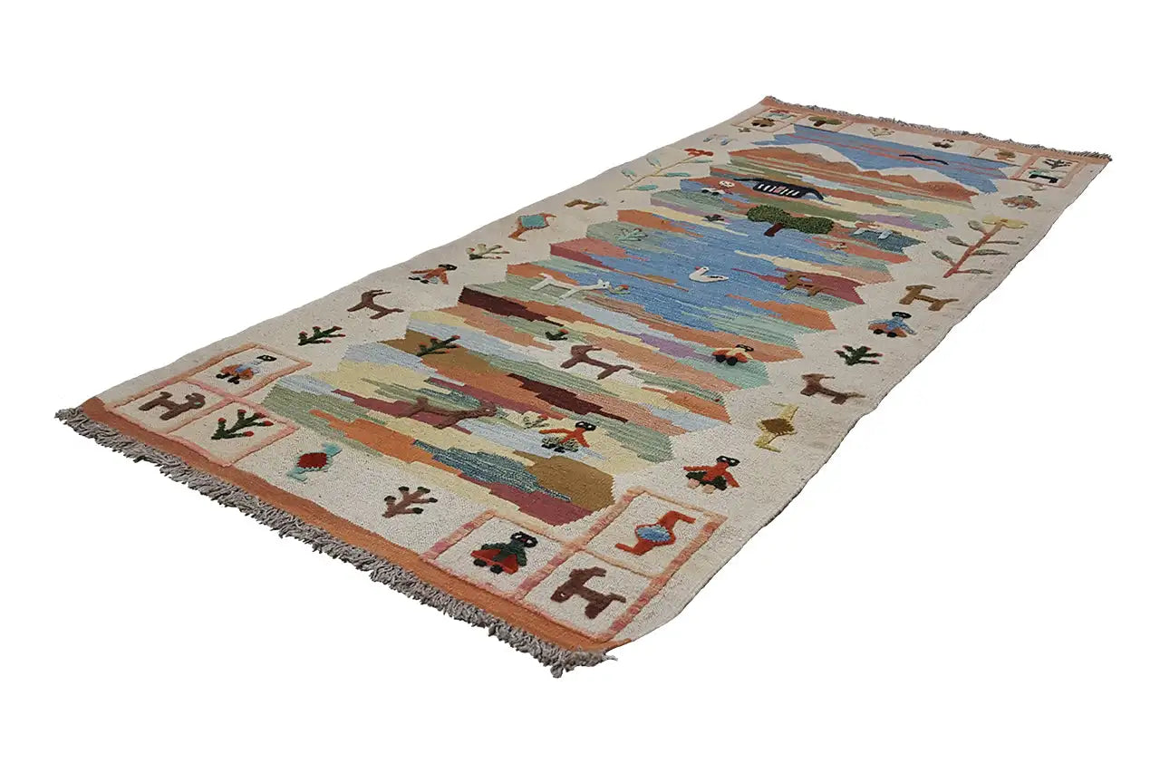 Kilim Qashqai - 800600 (193x87 cm) - Premium Kelim from German Carpet Shop - Just €249! Shop now at German Carpet Shop