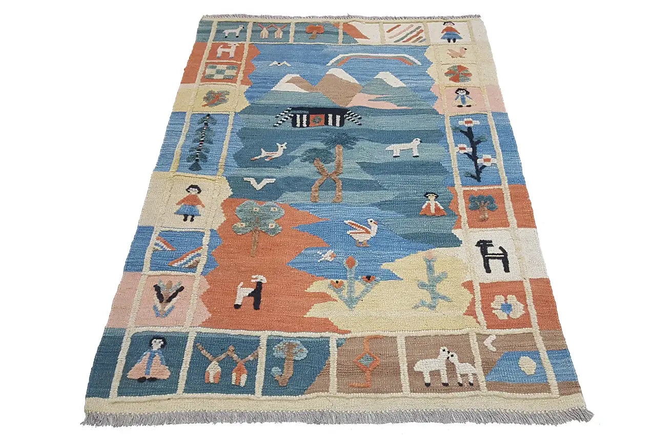 Kilim Qashqai - 800603 (145x101 cm) - Premium Kelim from German Carpet Shop - Just €229! Shop now at German Carpet Shop