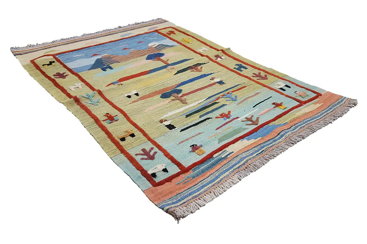 Kilim Qashqai - 800604 (120x86 cm) - Premium Kelim from German Carpet Shop - Just €149! Shop now at German Carpet Shop