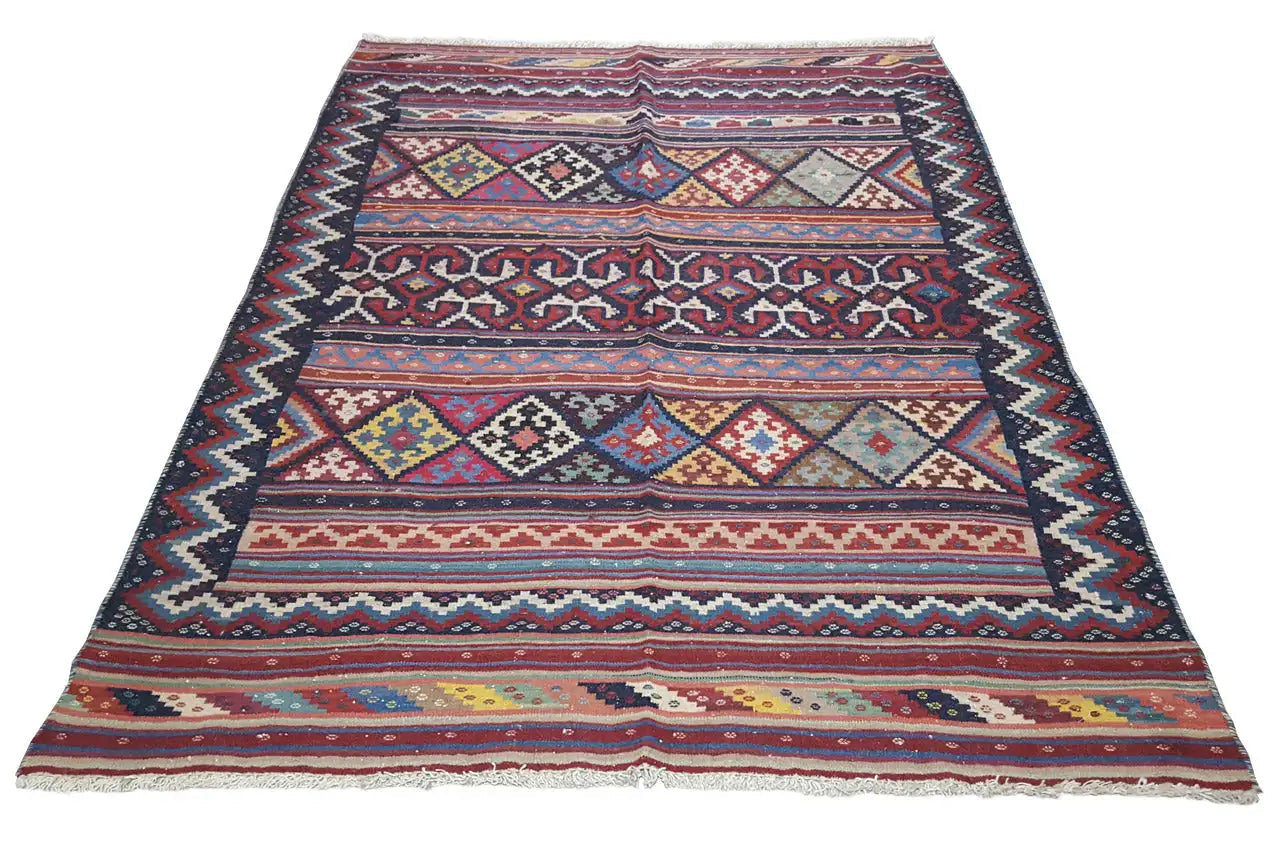 Kilim Sirjan - 804947 (200x146 cm) - Premium Kelim from German Carpet Shop - Just €319! Shop now at German Carpet Shop