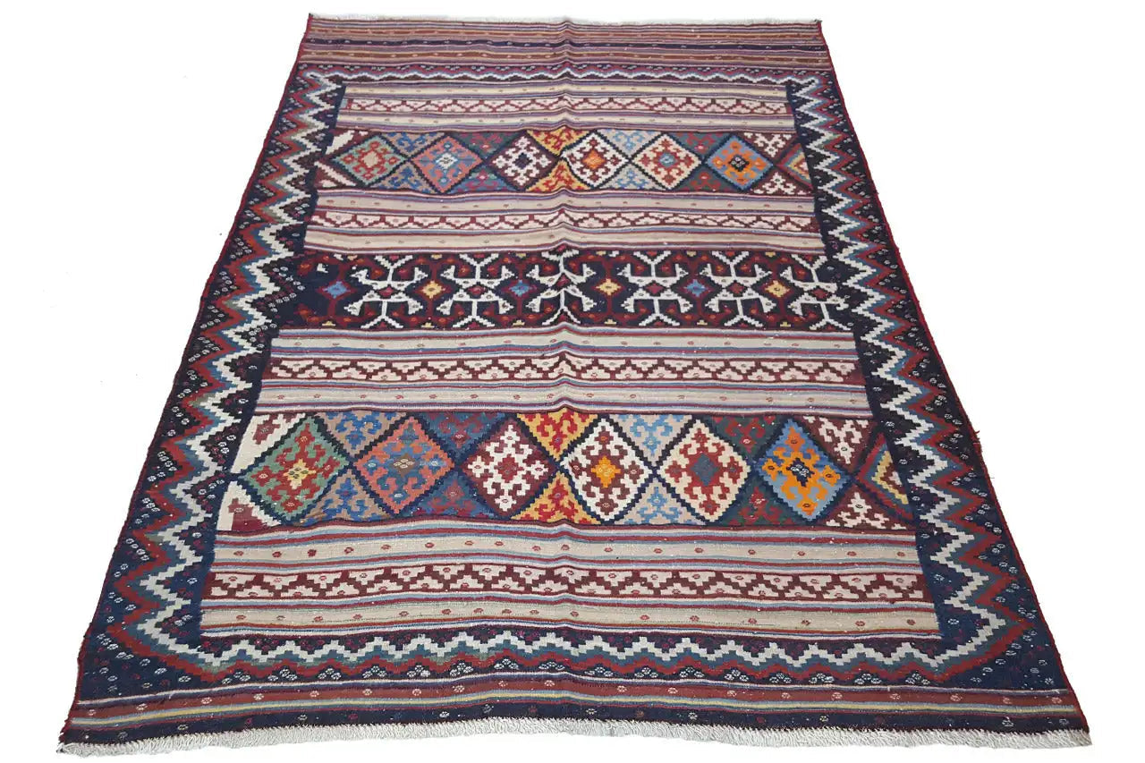 Kilim Sirjan - 905431 (219x145 cm) - Premium Kelim from German Carpet Shop - Just €349! Shop now at German Carpet Shop