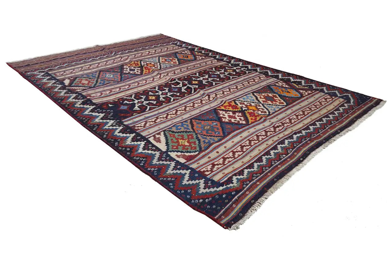 Kilim Sirjan - 905431 (219x145 cm) - Premium Kelim from German Carpet Shop - Just €349! Shop now at German Carpet Shop