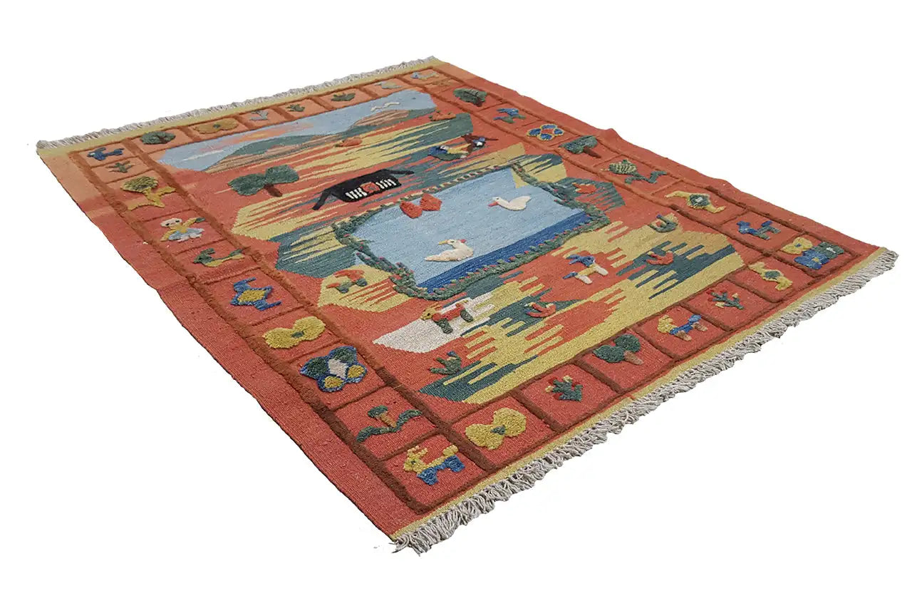 Kilim Qashqai - 301892 (120x102 cm) - Premium Kelim from German Carpet Shop - Just €185! Shop now at German Carpet Shop