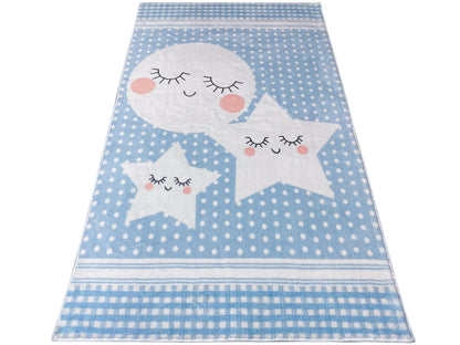 Tappeto per bambini "Mondo delle stelle", blu, 90x160 cm