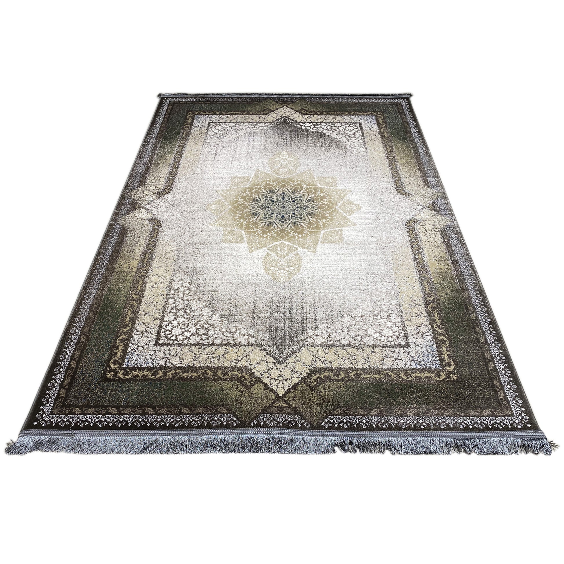 Weicher Acryl-Teppich mit sternförmigem Muster in Vintage-Optik.