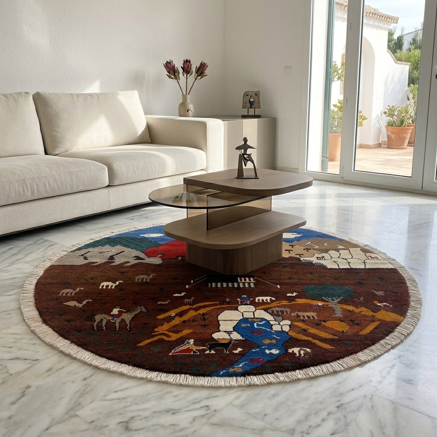 Tappeto Gabbeh marrone, 107x107 cm