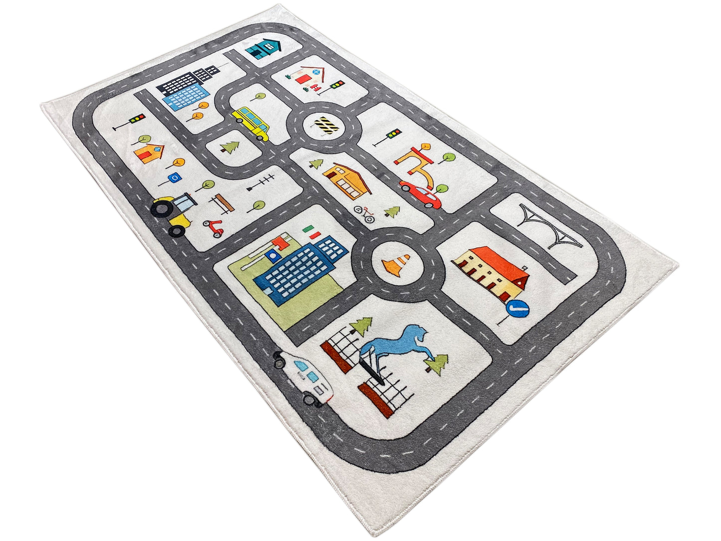 Tappeto per bambini "Strada", beige, 90 × 160 cm