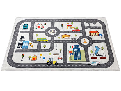 Tappeto per bambini "Strada", beige, 90 × 160 cm