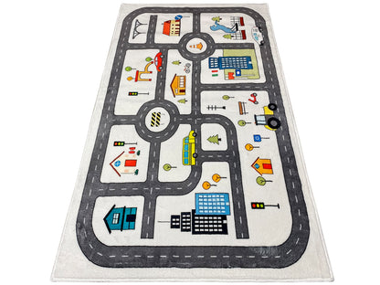 Tappeto per bambini "Strada", beige, 90 × 160 cm