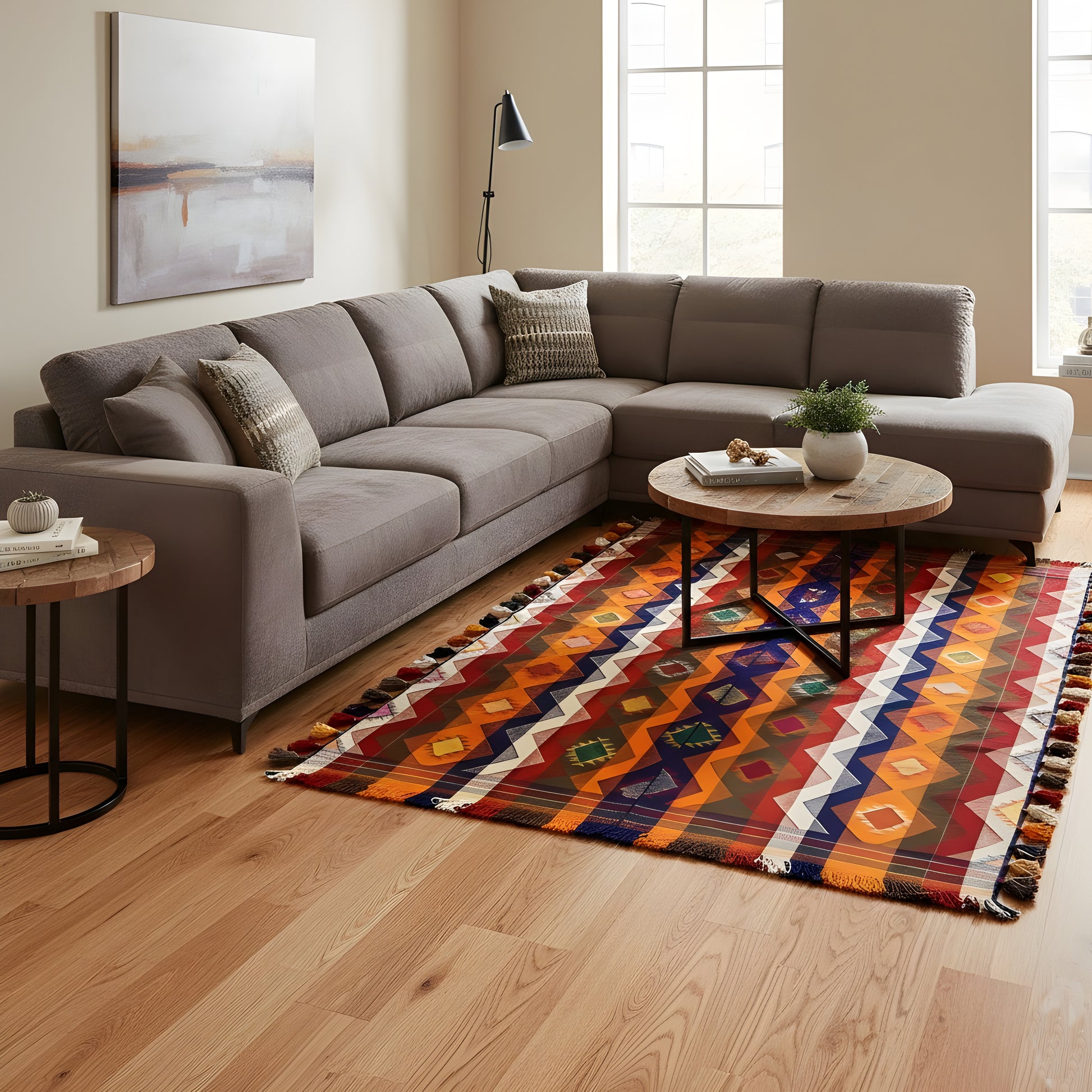 Schlafzimmer Handgewebter Jajim Wollteppich Ethno