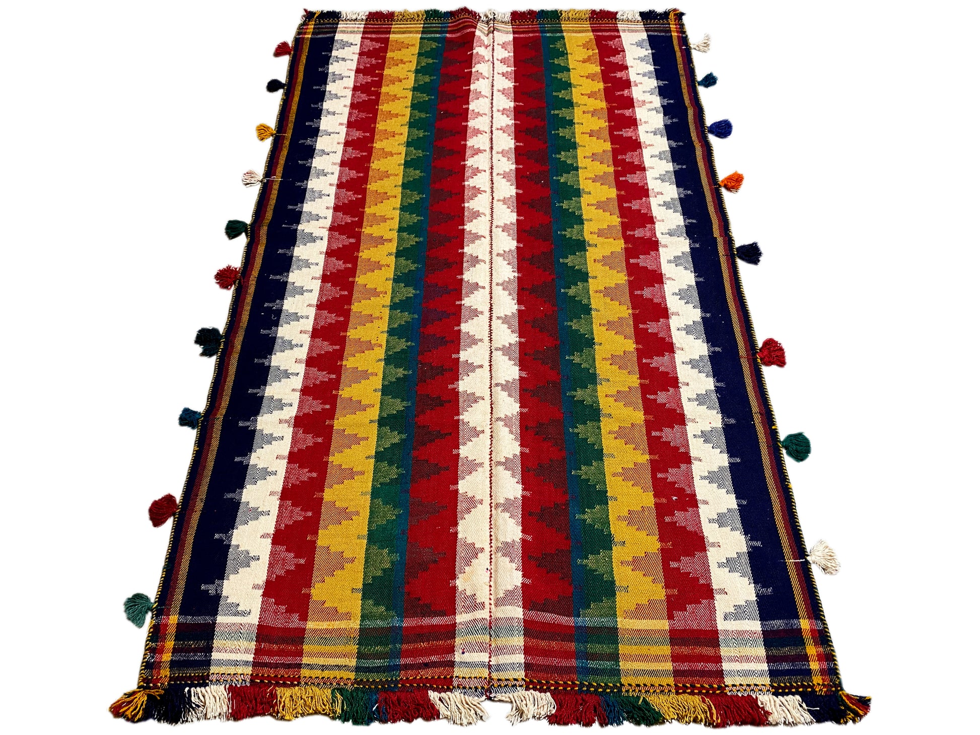 Esszimmer Jajim Teppich bunt gewebt mit traditionellen geometrischen Formen