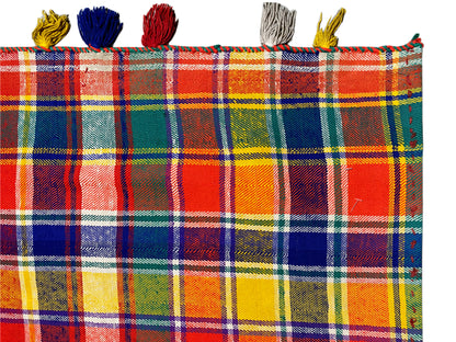 Salon farbenreicher Jajim Teppich aus Wolle mit Karo-Struktur