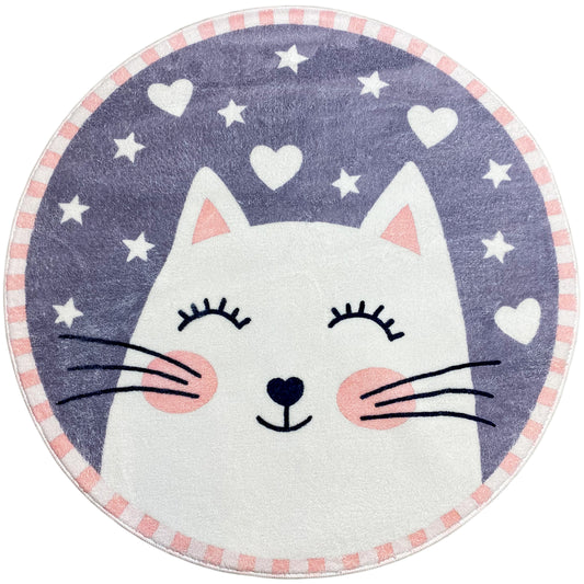 Tappeto rotondo per bambini Gatto, 100 cm