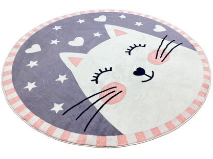 Tappeto rotondo per bambini Gatto, 120 cm