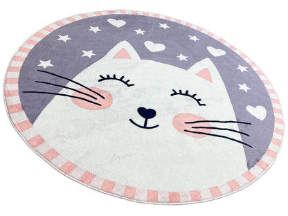 Tappeto rotondo per bambini Gatto, 120 cm