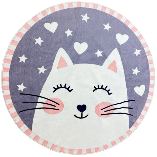 Tappeto rotondo per bambini Gatto, 160 cm