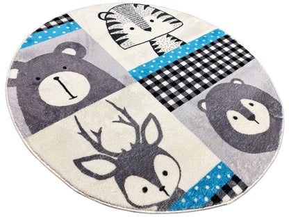 Tappeto rotondo per bambini Animali, 100 cm