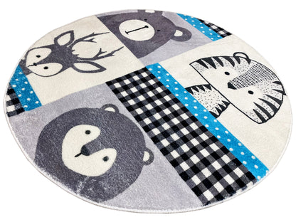 Tappeto rotondo per bambini Animali, 100 cm
