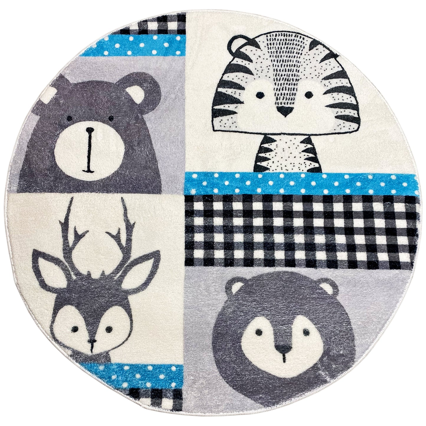 Tappeto rotondo per bambini Animali, 100 cm
