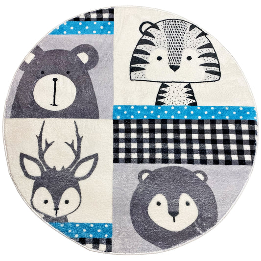 Tappeto rotondo per bambini Animali, 100 cm