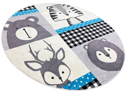Tappeto rotondo per bambini Animali, 120 cm