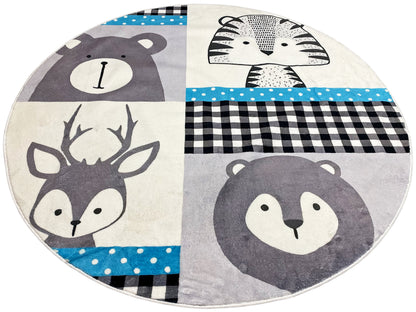 Tappeto rotondo per bambini Animali, 120 cm
