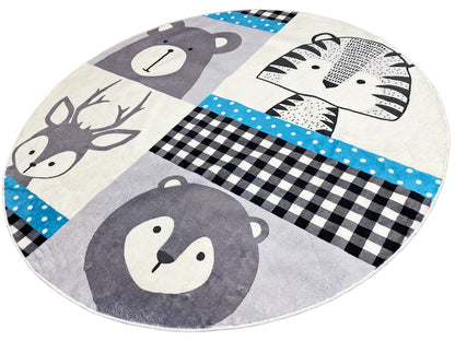 Tappeto rotondo per bambini Animali, 120 cm