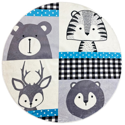 Tappeto rotondo per bambini Animali, 120 cm