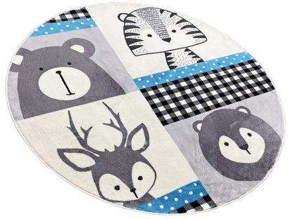 Tappeto rotondo per bambini Animali, 160 cm