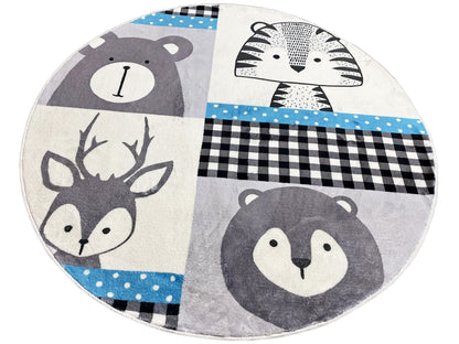 Tappeto rotondo per bambini Animali, 160 cm