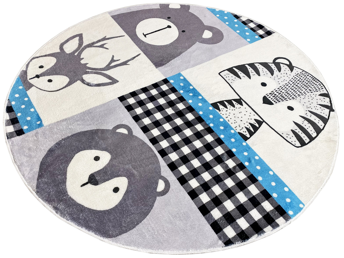 Tappeto rotondo per bambini Animali, 160 cm