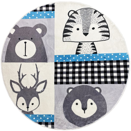 Tappeto rotondo per bambini Animali, 160 cm