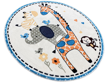 Tappeto rotondo per bambini Animali, 100 cm