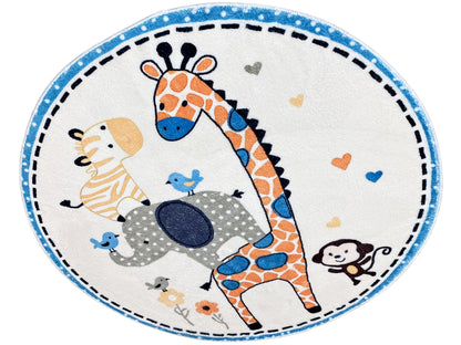 Tappeto rotondo per bambini Animali, 100 cm