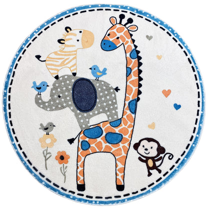 Tappeto rotondo per bambini Animali, 100 cm