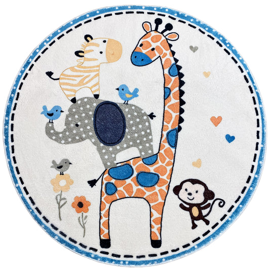 Tappeto rotondo per bambini Animali, 100 cm