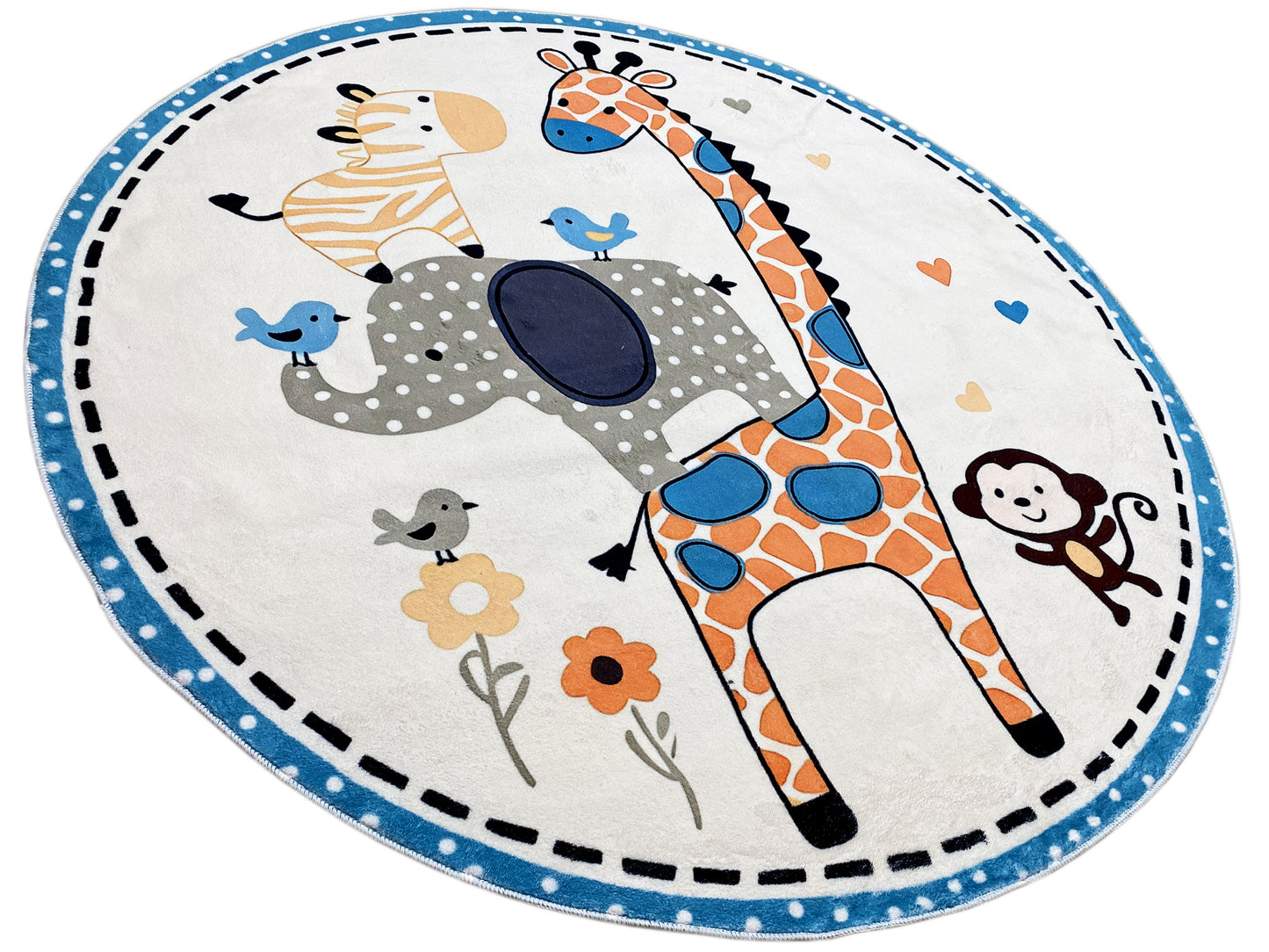 Tappeto rotondo per bambini Animali, 120 cm