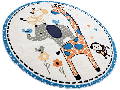 Tappeto rotondo per bambini Animali, 120 cm