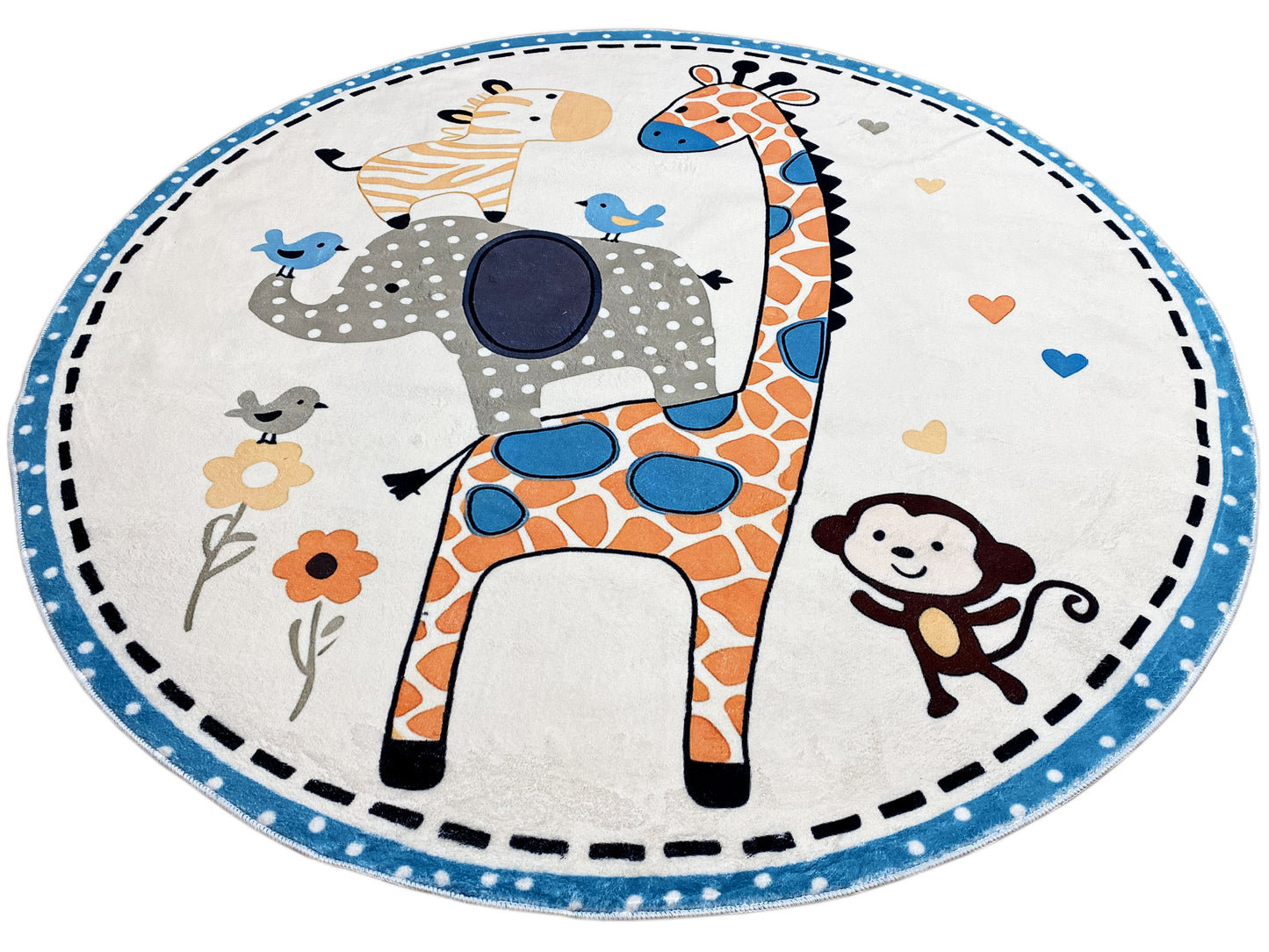 Tappeto rotondo per bambini Animali, 120 cm