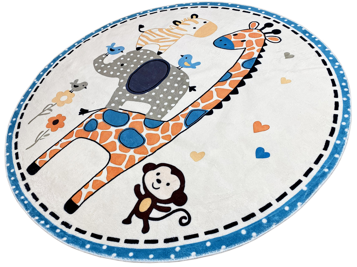 Tappeto rotondo per bambini Animali, 120 cm