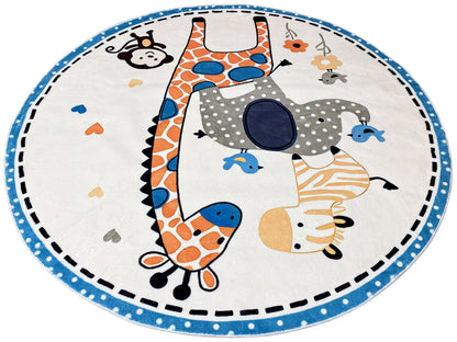 Tappeto rotondo per bambini Animali, 120 cm