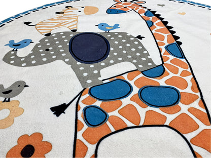Tappeto rotondo per bambini Animali, 120 cm