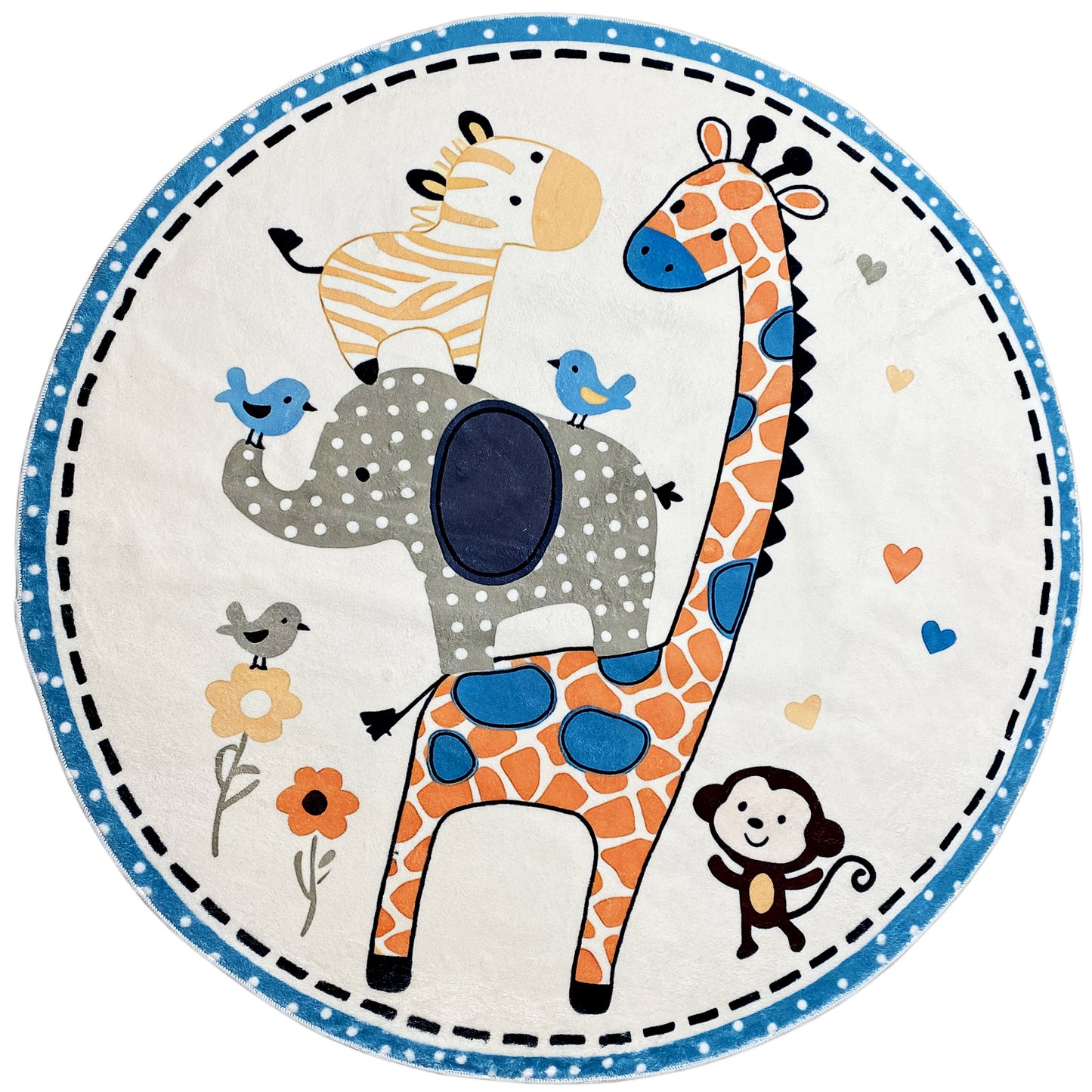 Tappeto rotondo per bambini Animali, 120 cm