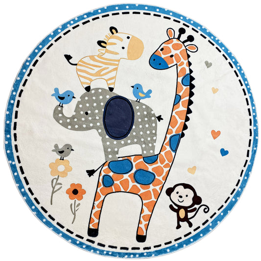 Tappeto rotondo per bambini Animali, 120 cm